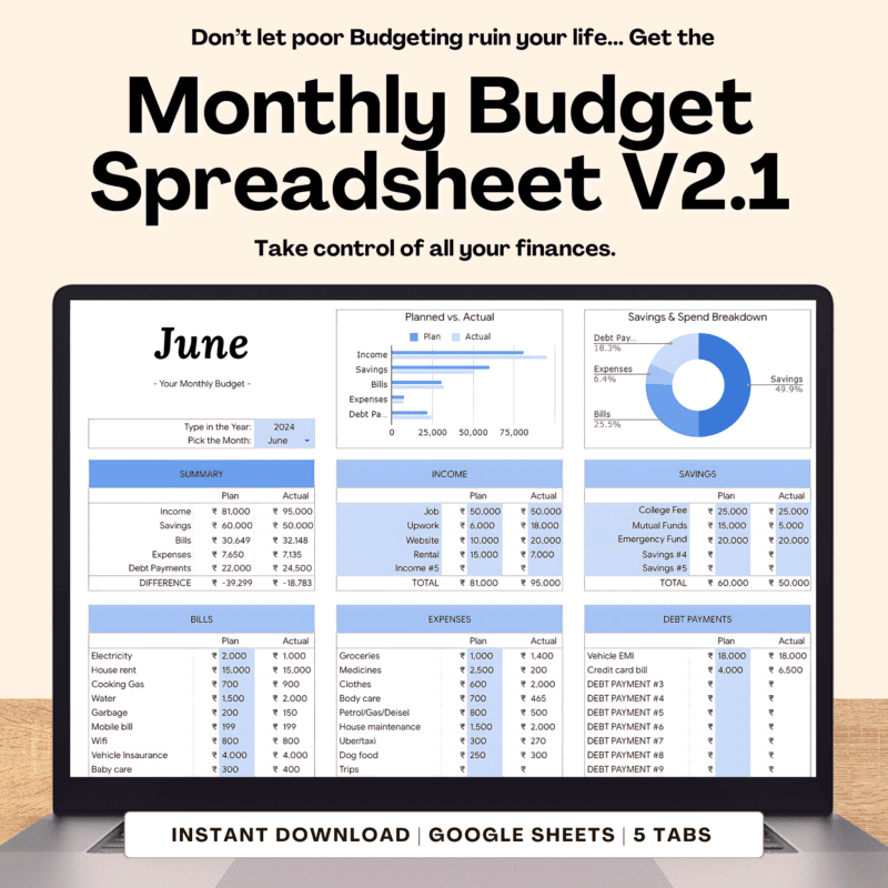 Monthly Budget Planner Spreadsheet